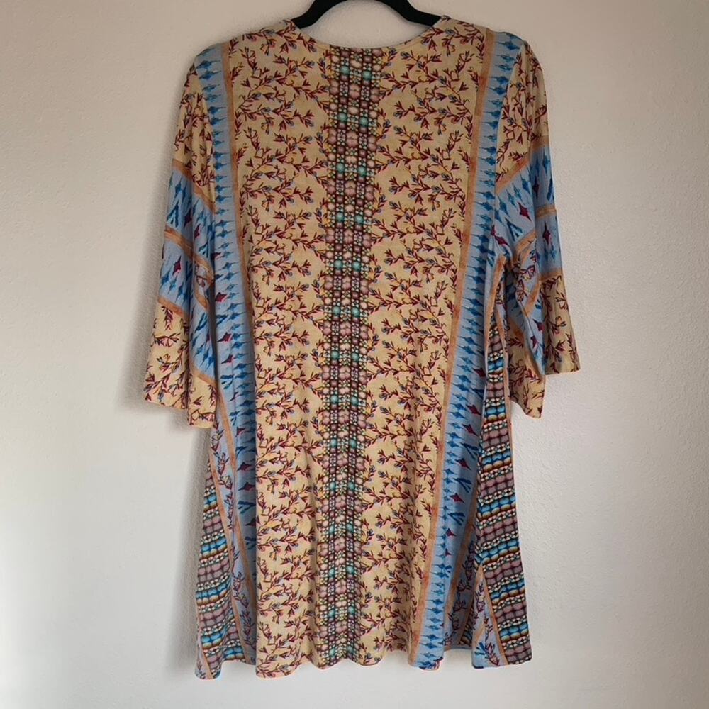 Soft Surroundings Fifi Velvet Embroidered 3/4 Flare Bell Sleeve Tunic Top - Picture 5 of 8